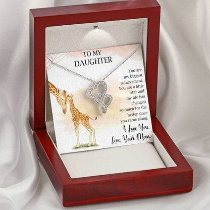 Mom To Daughter Alluring Beauty Necklace Gift - A Mother's Treasure - Giraffe Necklace - Giraffe Necklace For Mom - Mo 1 Double Hearts Necklace