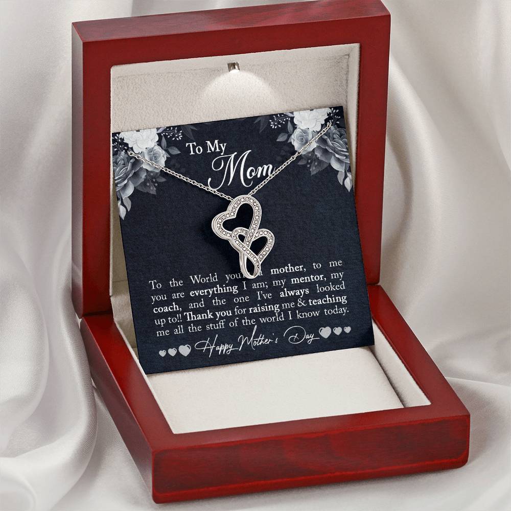 Mothers Day Gift  Gift For Mom   Best Mom Ever Gifts  Mothers Birthday Gifts From Daughter And Son  Meaningful Mom Gif Double Hearts Necklace