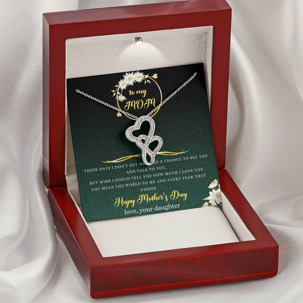 Mothers Day Gift For Mom Double Hearts Necklace