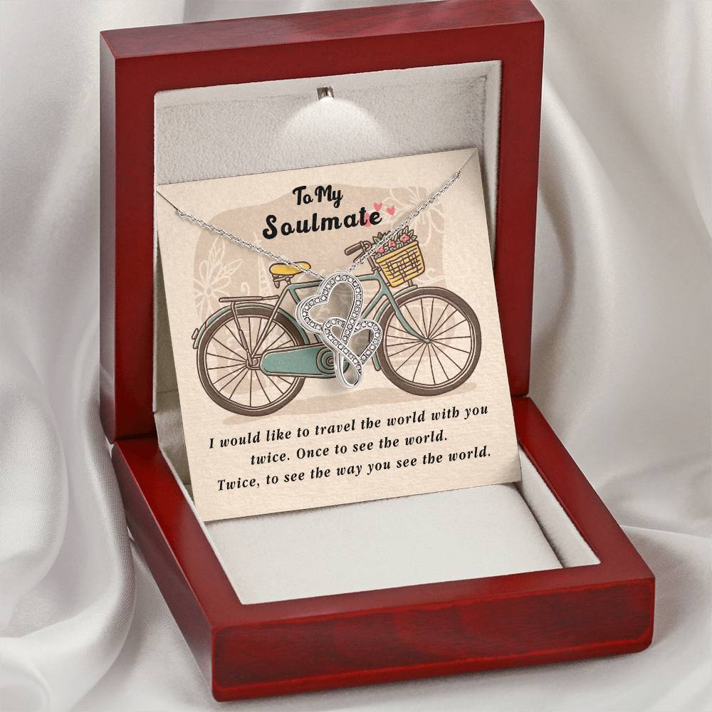 To My Soulmate Necklace For Soulmate Jewelry For Soulmate Romantic Meaningful Valentine’S Day Gift Forever Love Neckla Double Hearts Necklace