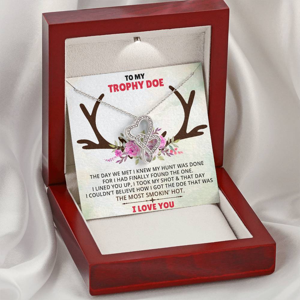 Stepped Into Range  Wedding Day Gift Her  Hunting Gift For Her  Gift For Girlfriend  Gift For Fiancé  Valentines Day G Double Hearts Necklace