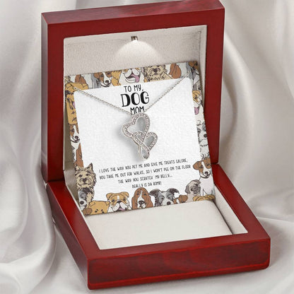 Dog Mom Dazzling Pendant Necklace Double Hearts Necklace