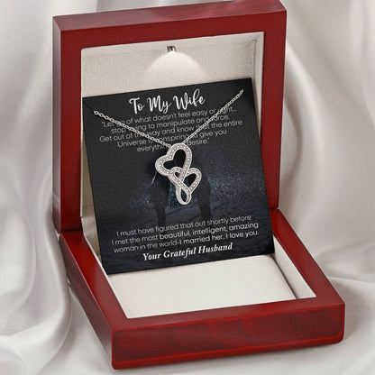 To My Wife Jewelry To My Wife Necklace Wife Necklace Gift Meaningful Jewellery Wishbone Necklace Anniversary Jewellery Double Hearts Necklace