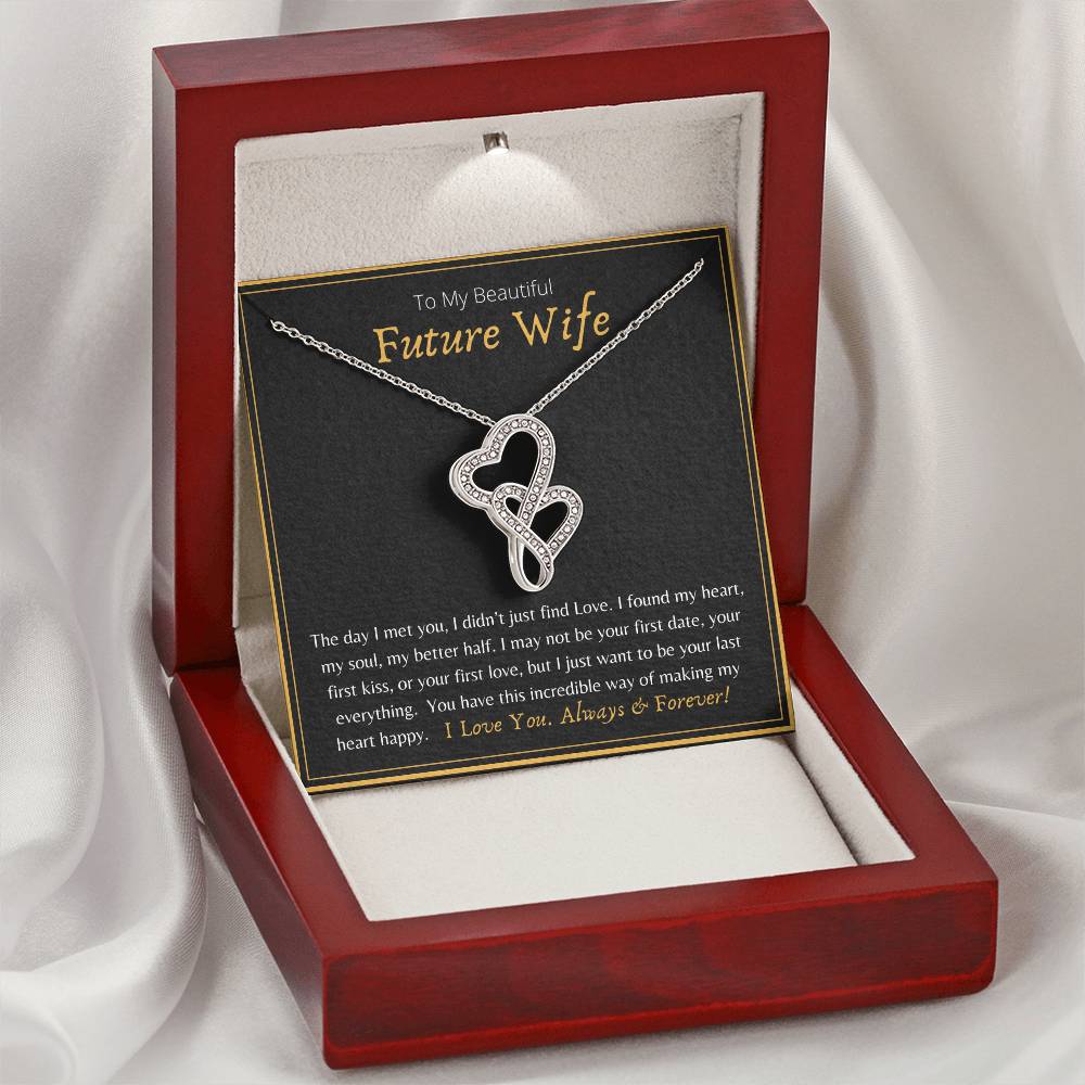 To My Beautiful Future Wife My Heart My Soul My Better Half - Necklace Double Hearts Necklace