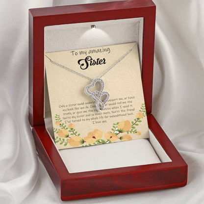 To My Amazing Sister - Yellow Double Hearts Necklace