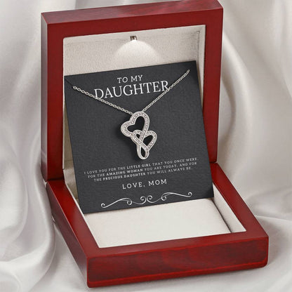 To My Daughter Dragonfly Necklace-  Gift For Daughter - The Most Precious Gift - Daughter Birthday Gift - Daughter Jew Double Hearts Necklace