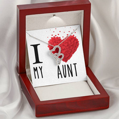 I Love My Aunt Double Hearts Cz Necklace For Valentines Day Or Birthday Gift Double Hearts Necklace
