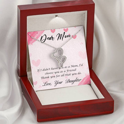 Perfect Gift For Mom - From Daughter -  Double Hearts Necklace