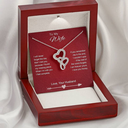 To My Wife - Missing Piece - Necklace Double Hearts Necklace