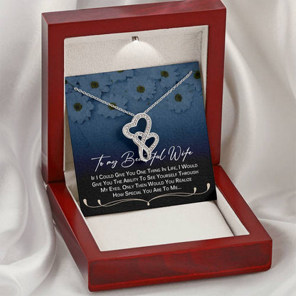 To My Beautiful Wife Necklace  Anniversary Gift For Wife Birthday Gift For Wife Gift For Wife Necklace For Wife Gift F 3 Double Hearts Necklace