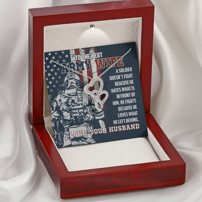 To The Best Army Wife Double Hearts Necklace