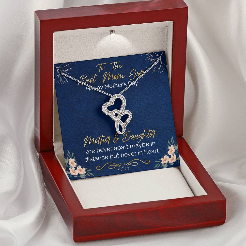 Happy Mother's Day Gift From Daughter Double Hearts Necklace