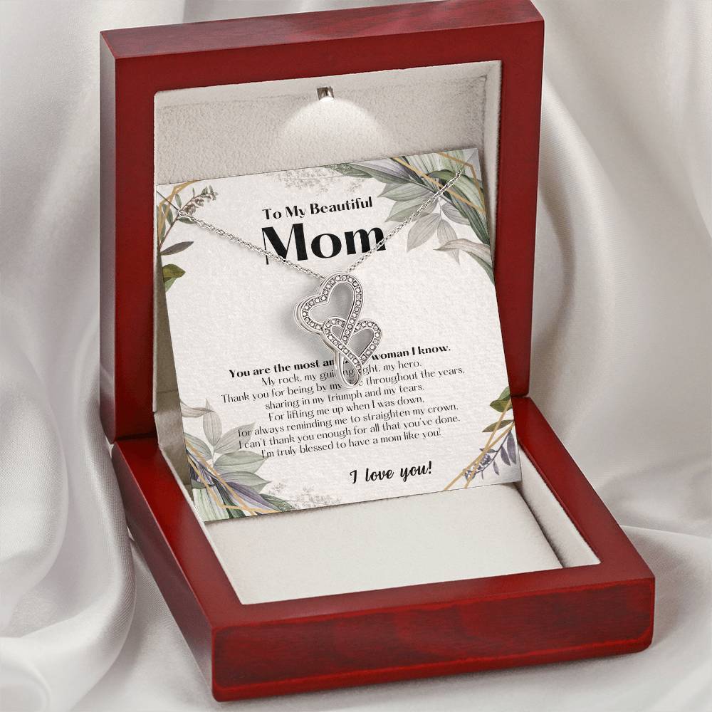 To My Beautiful Mom Necklace  To My Badass Mom Necklace  Badass Mom Gift  Mother’S Day Gift  Birthday Gift  Gift From  1 Double Hearts Necklace