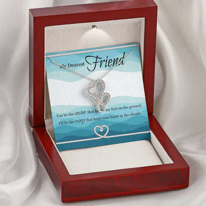 My Dearest Friend - I'll Be The Wing That Keep Your Heart In The Clouds - Necklace Double Hearts Necklace