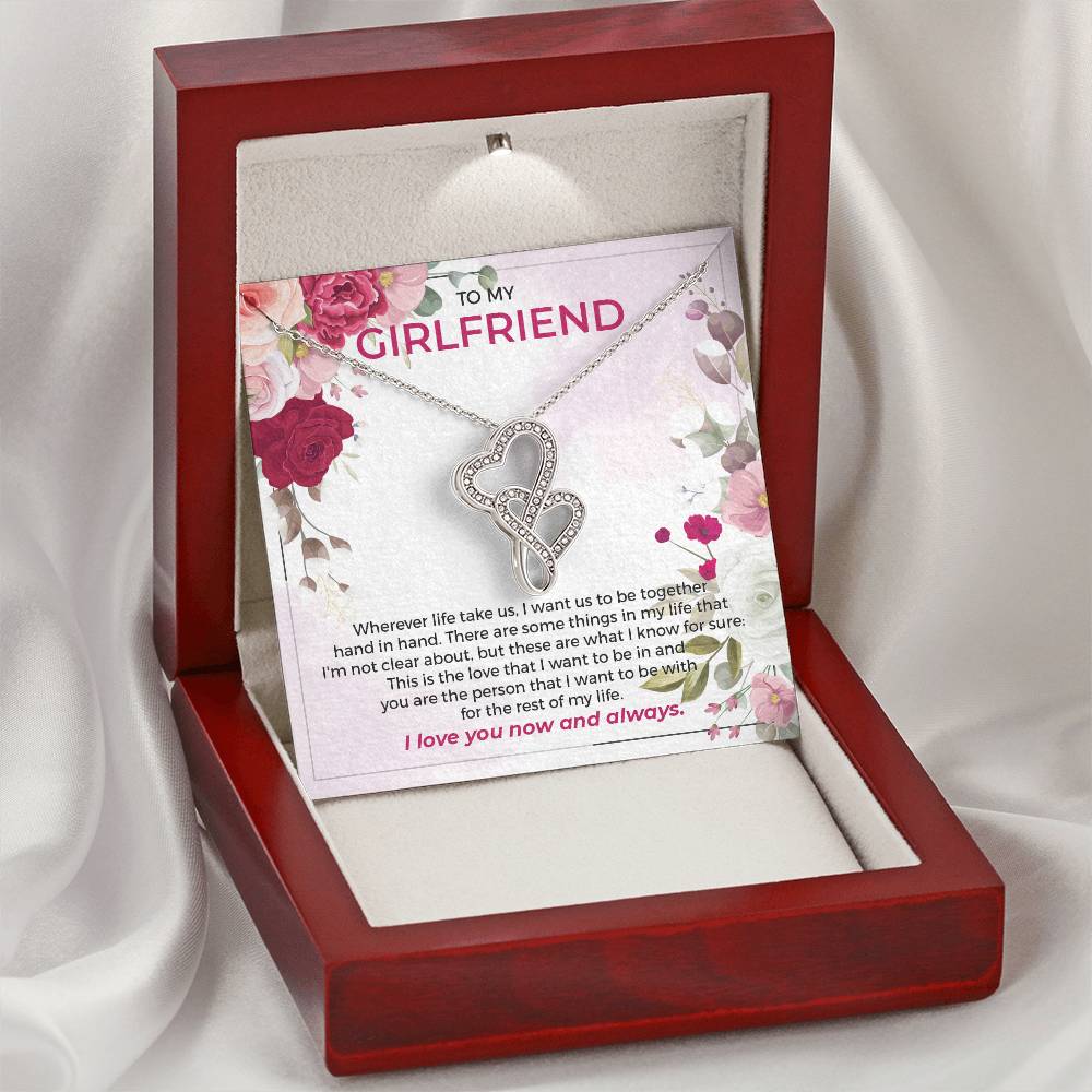 To My Girlfriend  Double Hearts Necklace