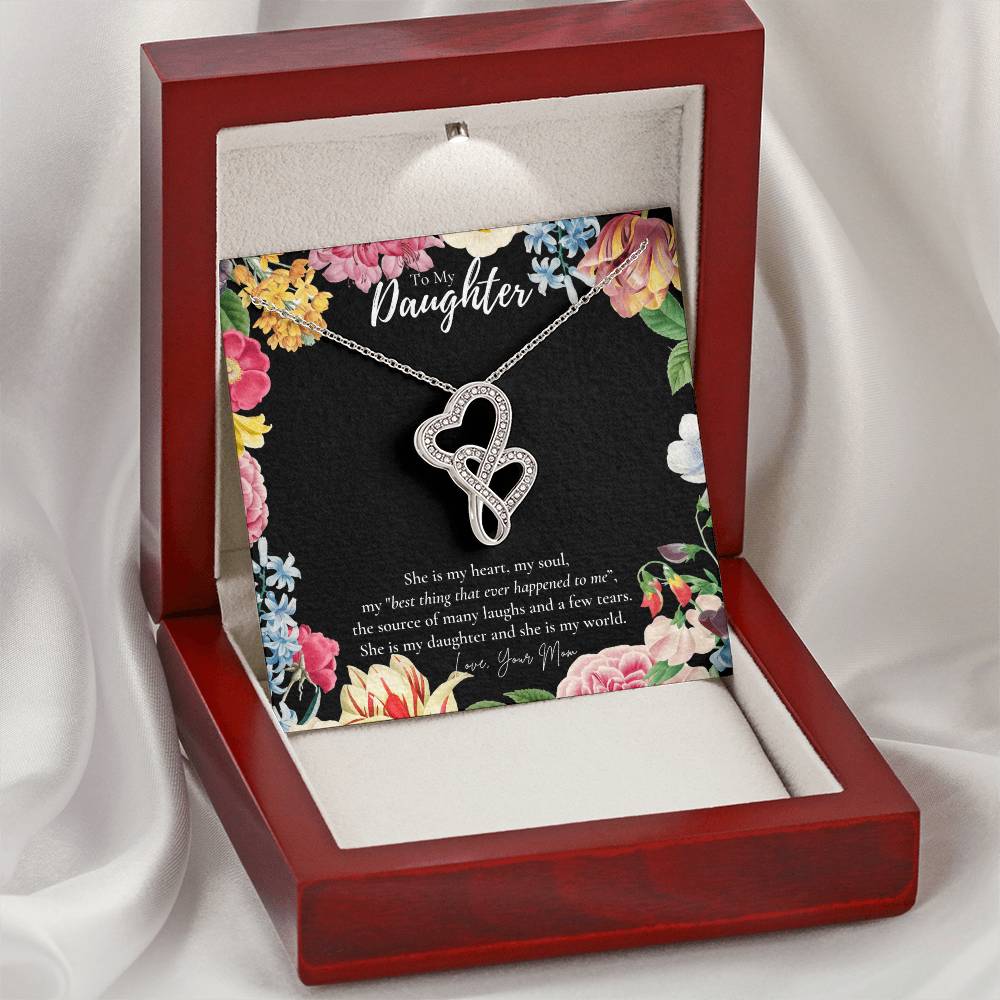 To Daughter From Mom Double Heart Necklace Gift Mom And Daughter No Matter Where You Go Gift From Mom Daughter Wedding Double Hearts Necklace