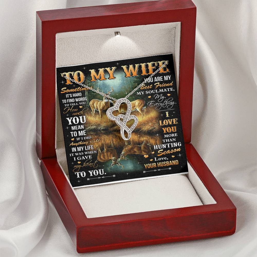 To My Wife-Double Joined Hearts Pendant Double Hearts Necklace