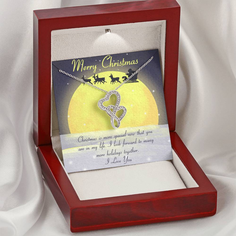 Merry Christmas - Best For All Double Hearts Necklace