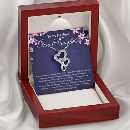 To My Precious Granddaughter Necklace Double Hearts Necklace