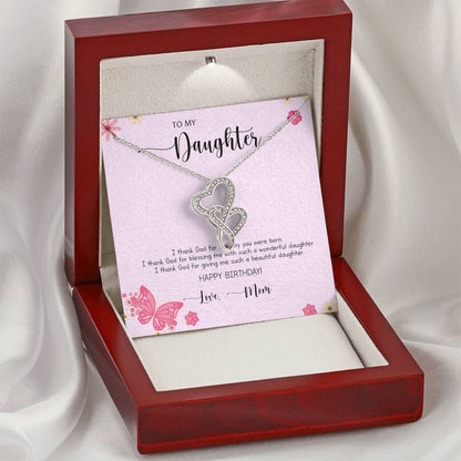 Daughter Gift - To My Daughter Necklace From Mom - To My Daughter Necklace - Gift For Daughter From Mom - Daughter's B Double Hearts Necklace