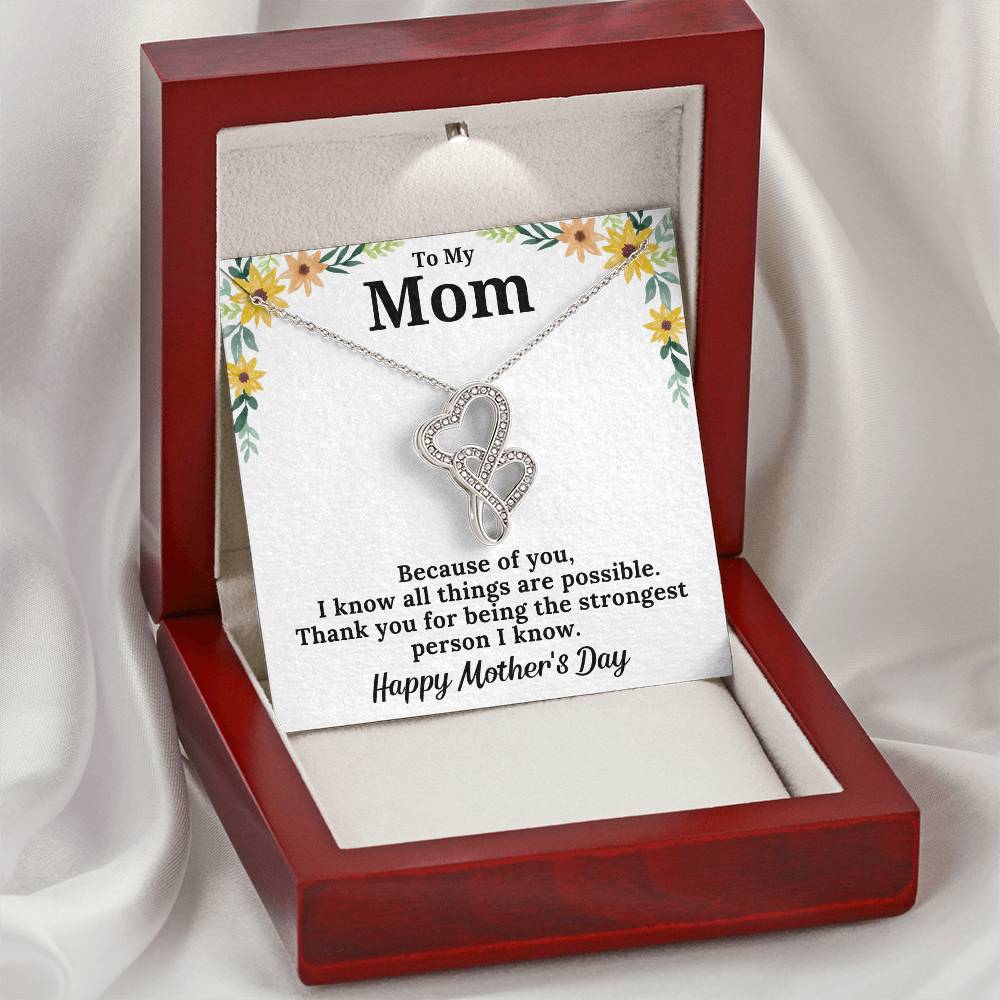 To My Mom The Strongest Person I Know Necklace Double Hearts Necklace