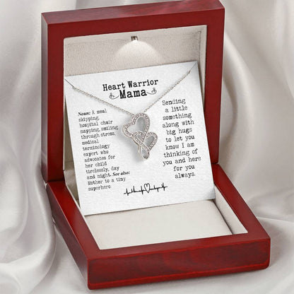 Heart Warrior Mom Double Hearts Necklace