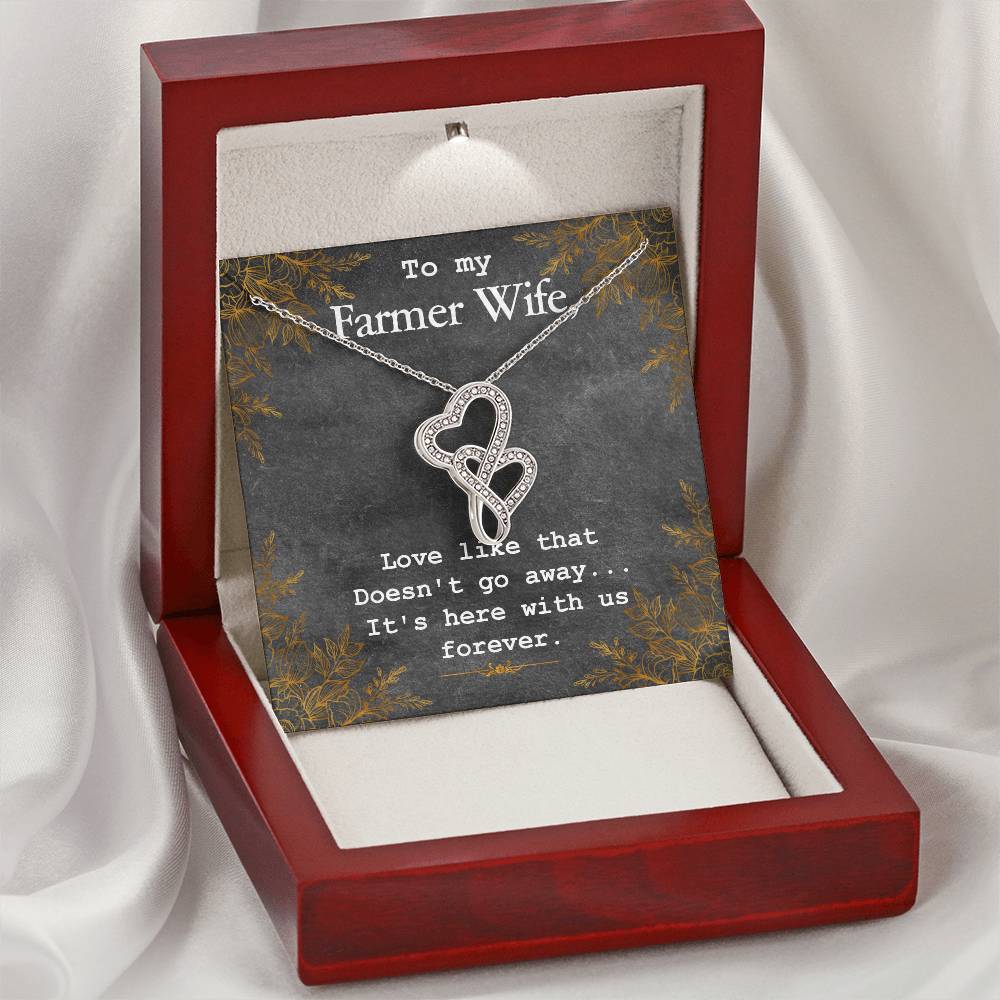 To My Farmer Wife Necklace Double Hearts Necklace