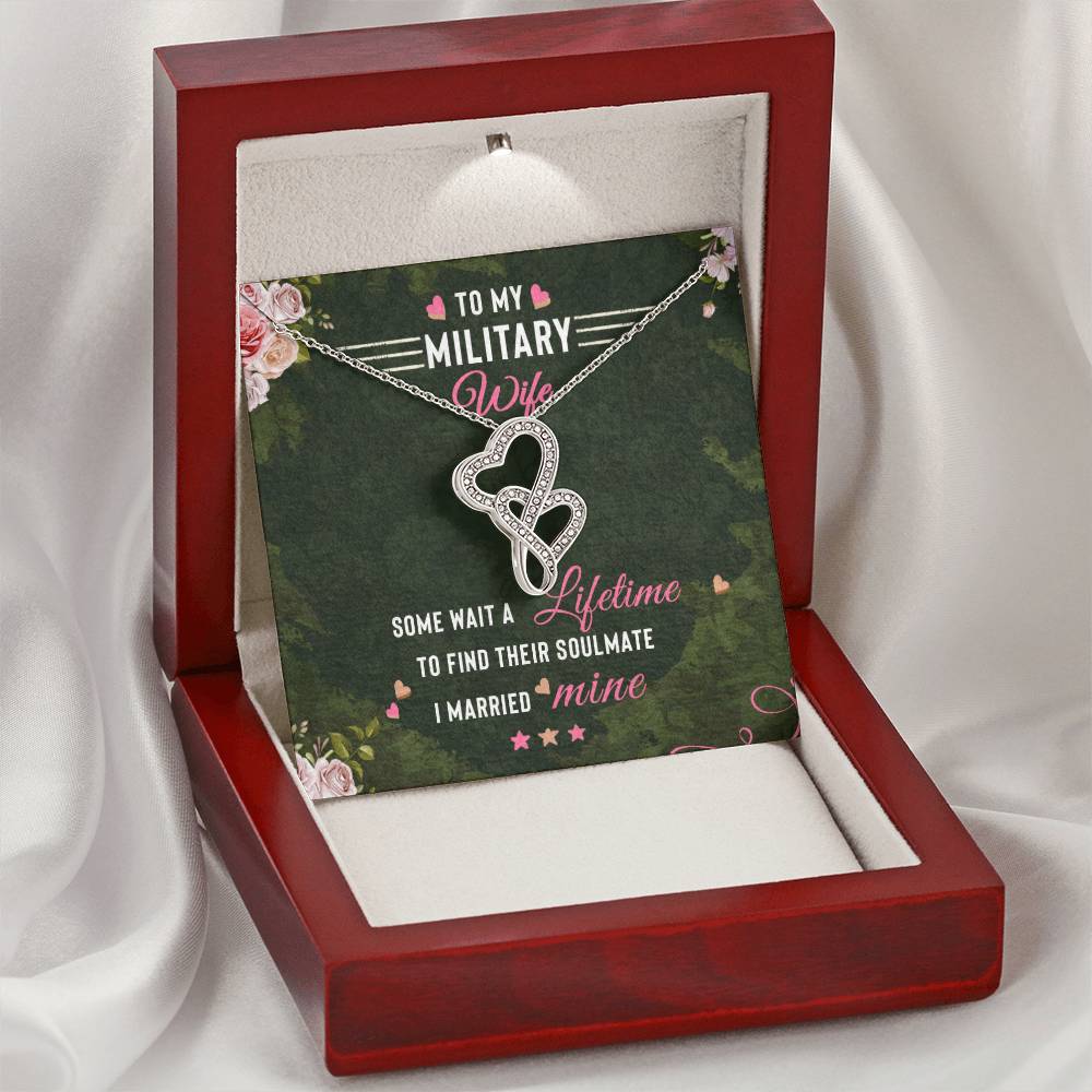 To My Military Wife Double Hearts Necklace