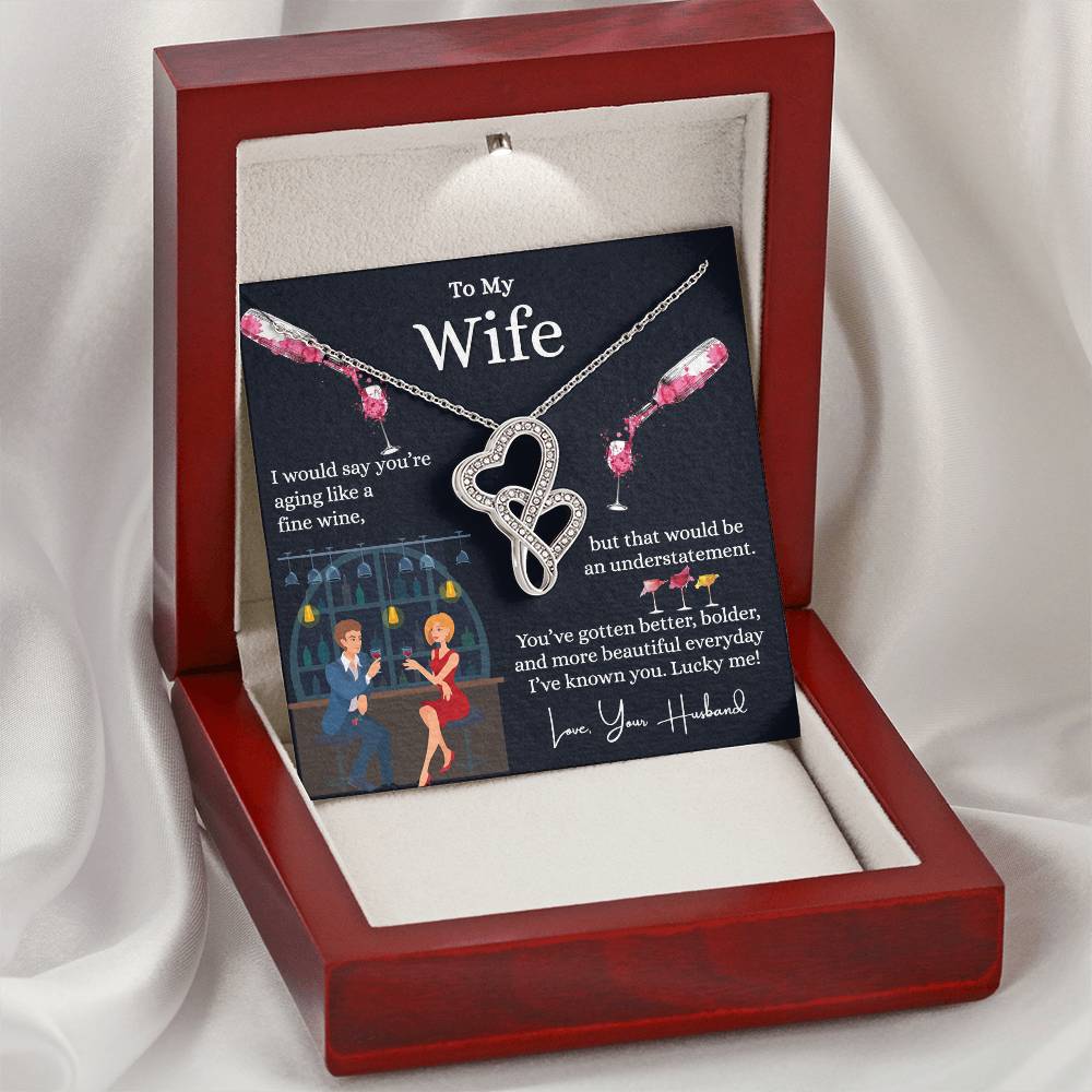 Husband To Wife - Love Knot Necklace For Gift Double Hearts Necklace