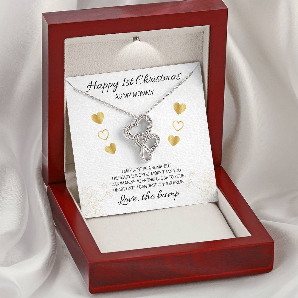 Happy 1St Christmas White Double Hearts Double Hearts Necklace
