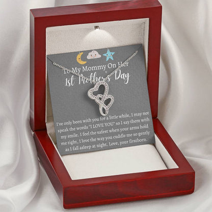 To My Mommy On Her 1St Mother's Day - Double Heart Necklace Double Hearts Necklace
