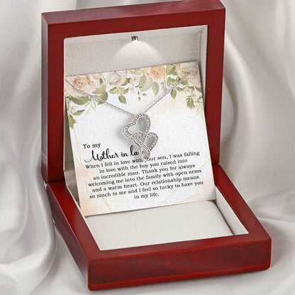 To My Mother In Law When I Fell In Love With Your Son  Double Hearts Necklace