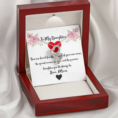 To My Daughter You Are Loved Double Hearts Necklace