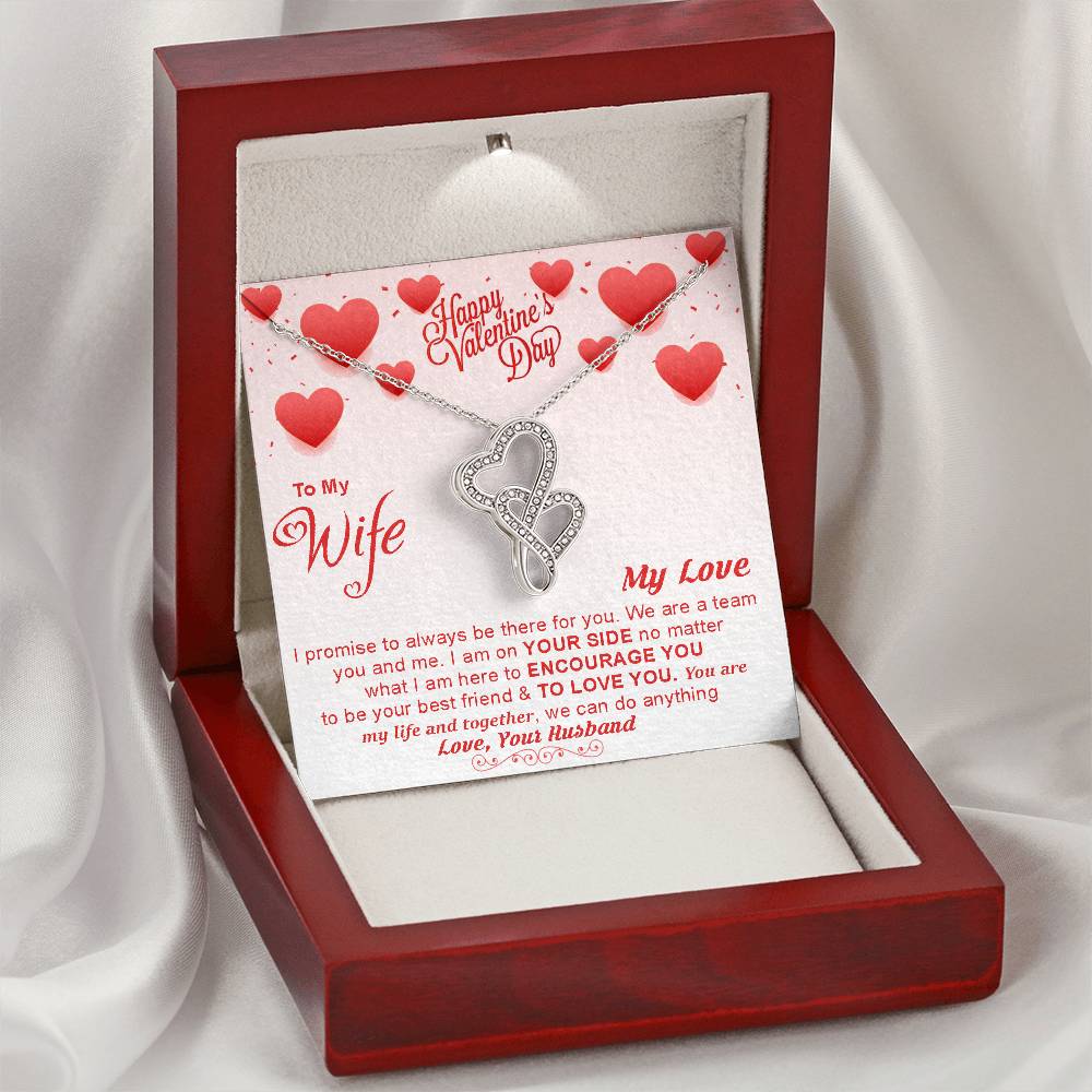 To My Wife -  Double Hearts Necklace