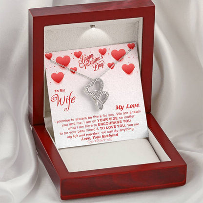 To My Wife -  Double Hearts Necklace