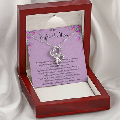 To My Boyfriends Mom - Purple Double Hearts Necklace