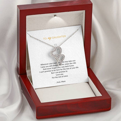 To My Daughter I Love You Forever Love Necklace Mother's Day - Daughter Necklace - Mother Daughter Jewelry Gift - Daug Double Hearts Necklace
