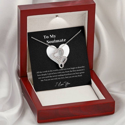 To My Soulmate Double Heart Necklace For Her - Wife Double Heart Necklace To My Wife Gift On Wedding Day Future Wife C Double Hearts Necklace