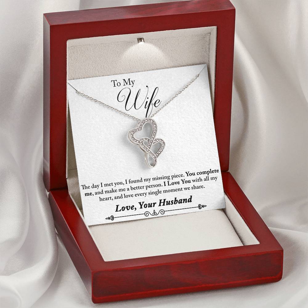 To Wife From Husband 4 Double Hearts Necklace