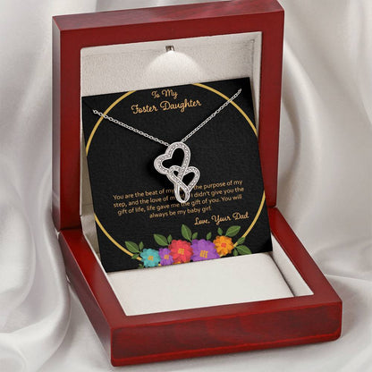 To My Foster Daughter You Are The Beat Of My Heart - Love Dad Double Hearts Necklace