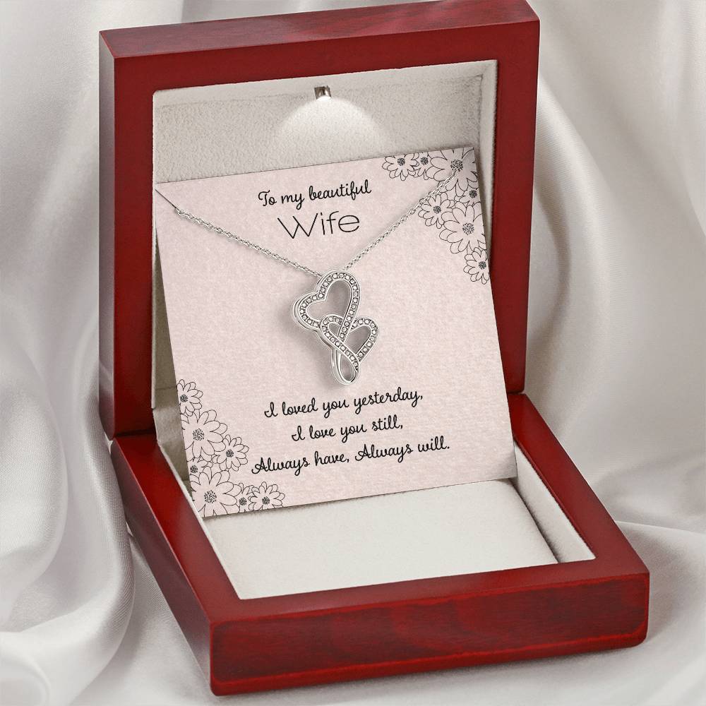 To My Beautiful Wife 2 Double Hearts Necklace