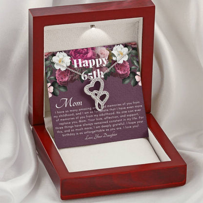Mother's 65Th Birthday Gift  Gift For Mom On Her Birthday  Gift For Mom From Daughter  Mom Necklace  Best Mom Gift Mes 1 Double Hearts Necklace