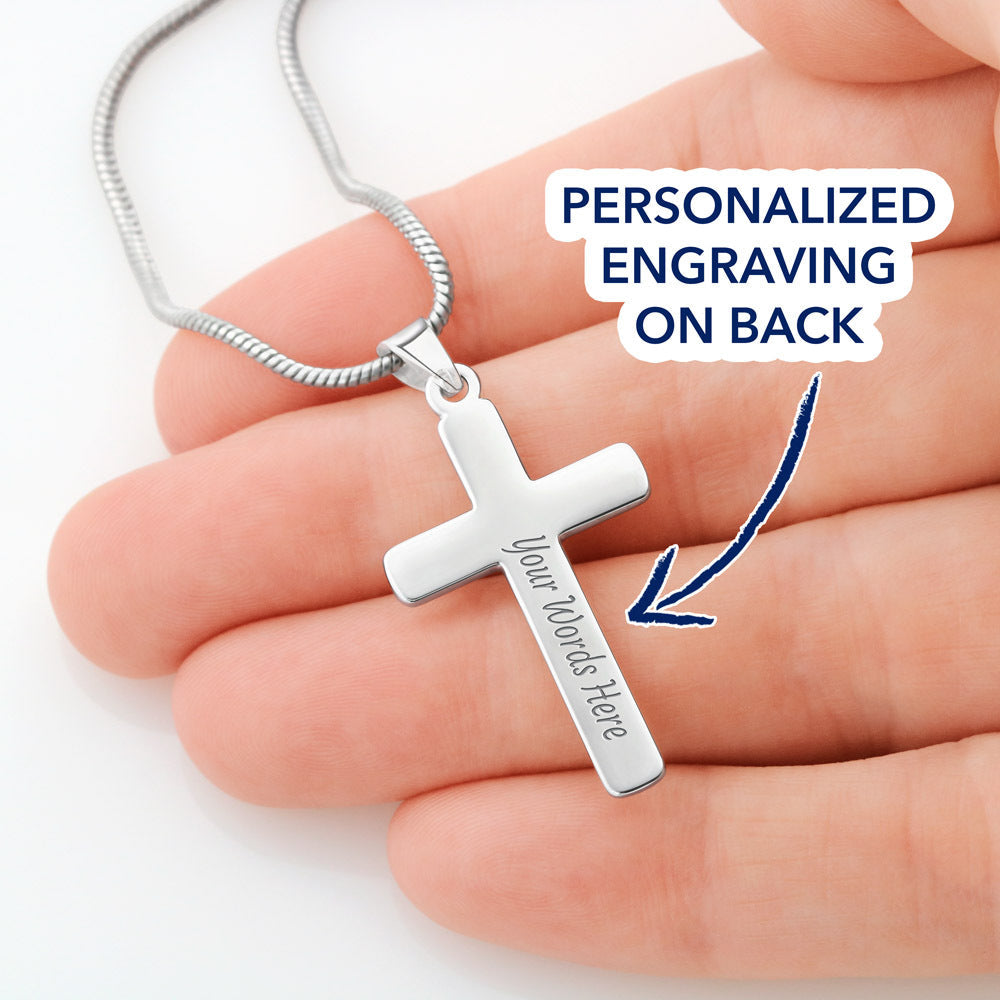 Gift For Dad - Biggest Hero - Cross Customize Engraved Cross Necklace