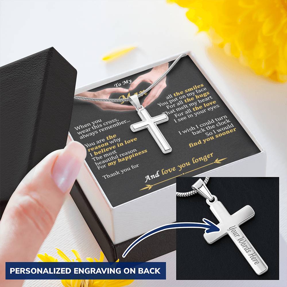 For Your Man - You Are The Reason - Cross Customize Engraved Cross Necklace