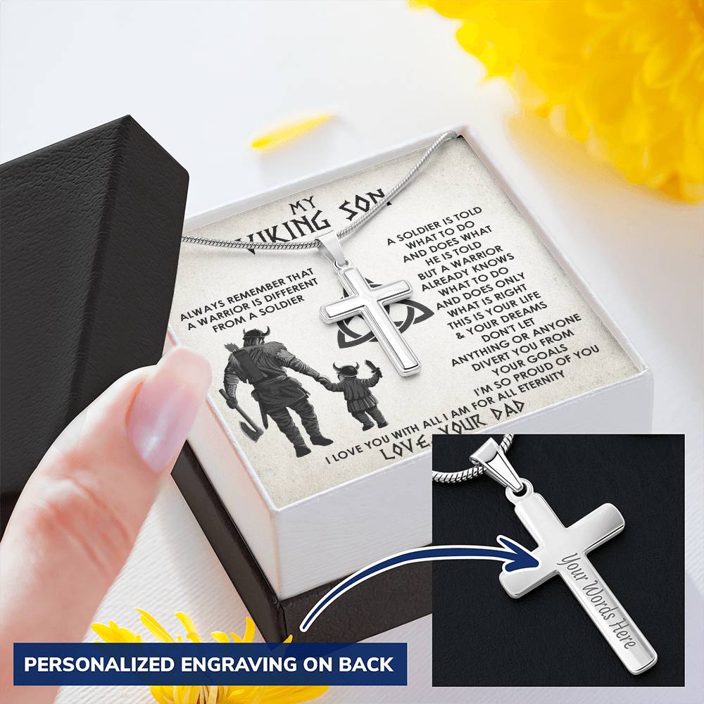 Cross Necklace Gifts For Son To My Viking Son Necklace Christian Cross Necklace For Son Viking Necklace Customize Engraved Cross Necklace