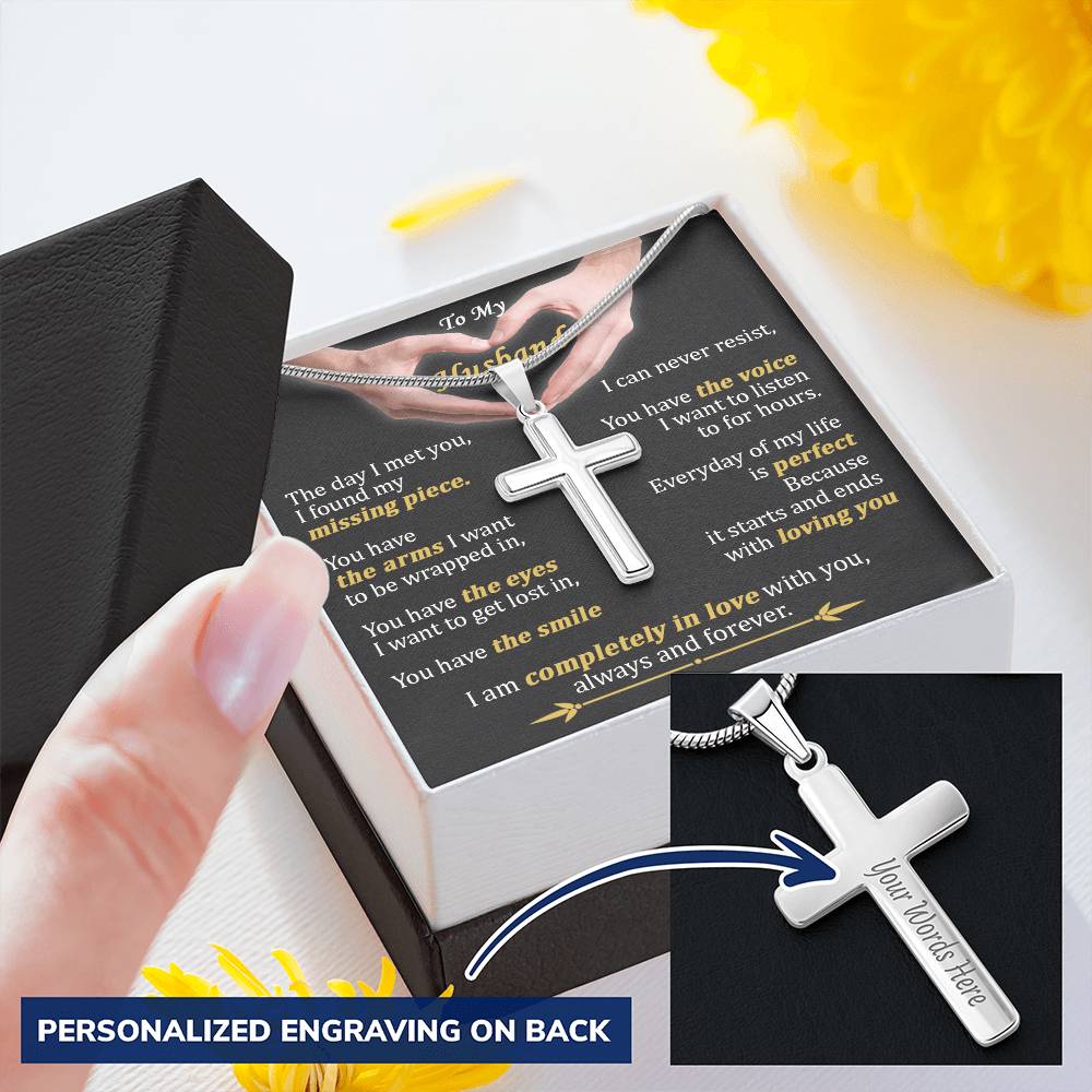 For Husband - My Life Is Perfect - Cross Customize Engraved Cross Necklace