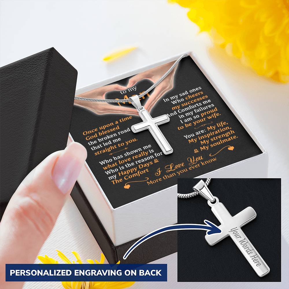 For Your Man - What Love Really Is - Cross Customize Engraved Cross Necklace