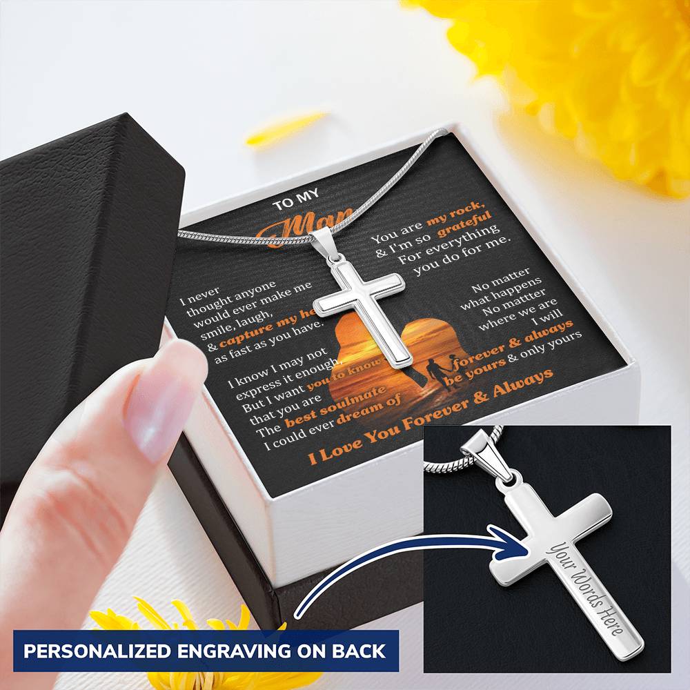 For Your Man - Everything You Do For Me - Cross Customize Engraved Cross Necklace