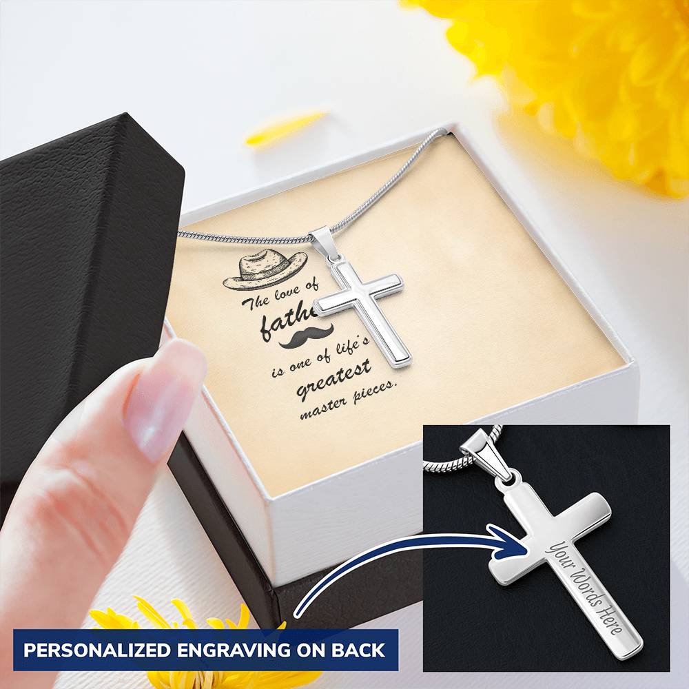 Gift For Dad  Customize Cross Necklace  Father Daughter  To My Dad From Son Customize Engraved Cross Necklace