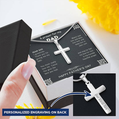 Dear God - Happy Father's Day Customize Engraved Cross Necklace